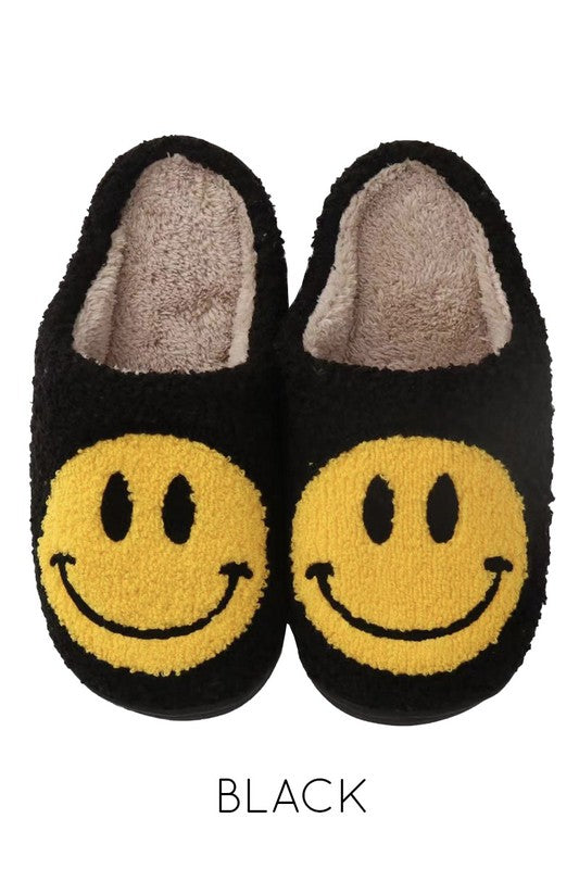 Black Smiley Slippers