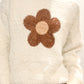 Brown Fuzzy Flower Sweater