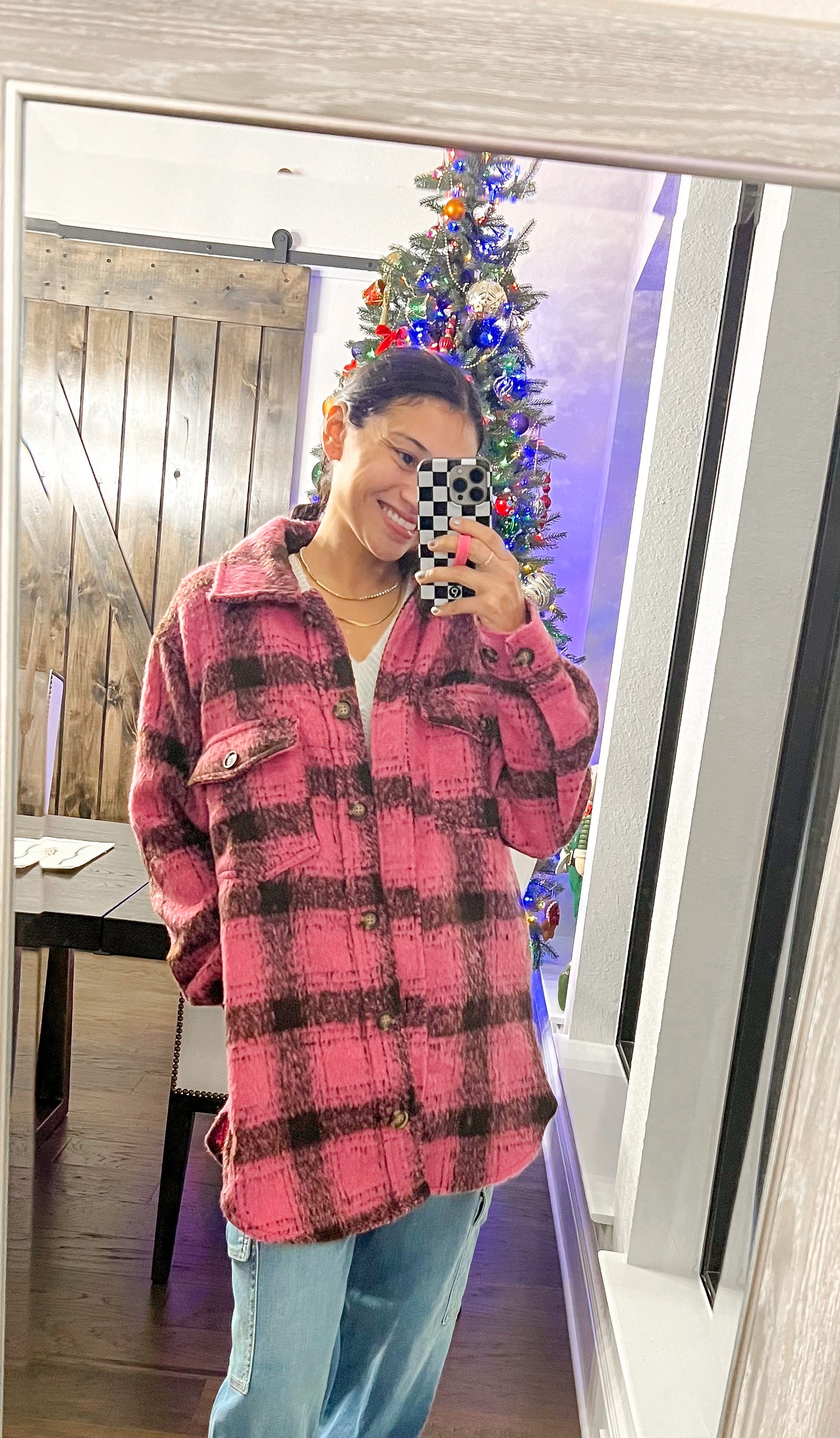 Pink Plaid Shacket