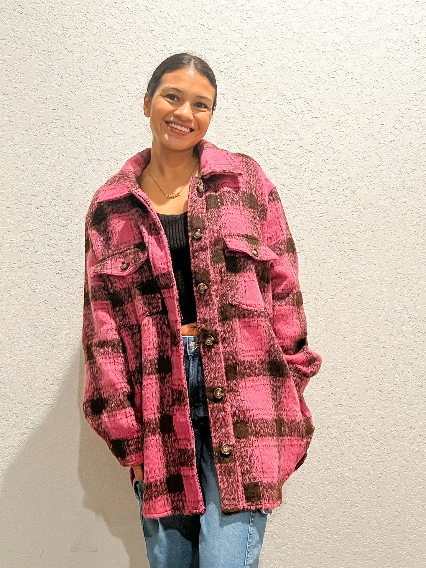 Pink Plaid Shacket