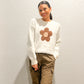 Brown Fuzzy Flower Sweater