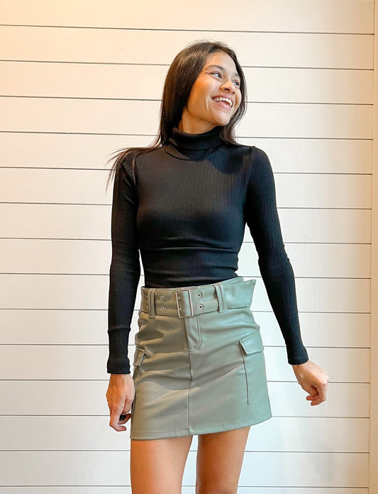 Wren Leather Cargo Skirt