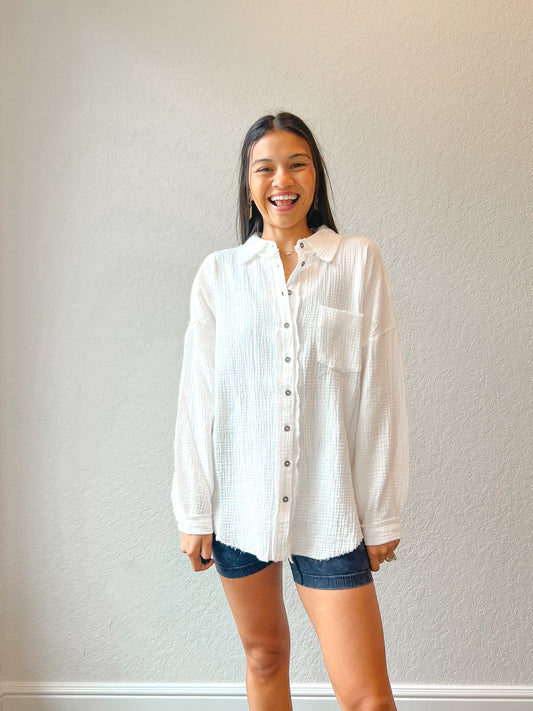 Jet Set Gauze Shirt- Ivory