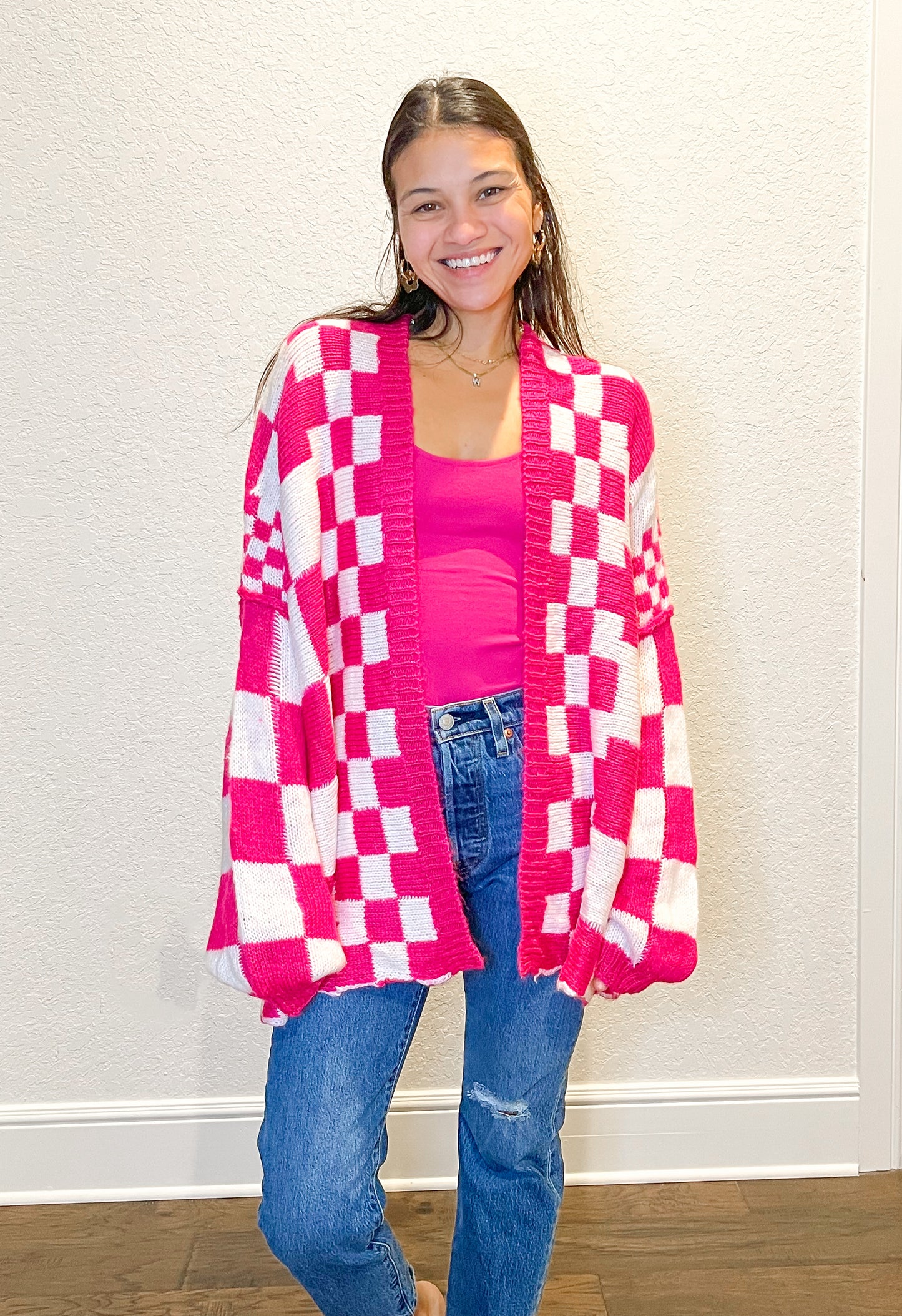 Love A Little Checkered Cardigan